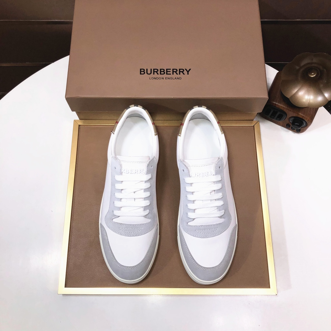 Factory lote [burberry Burberry] clásico lowtop entrenadores importados de piel de vaca con tela esc