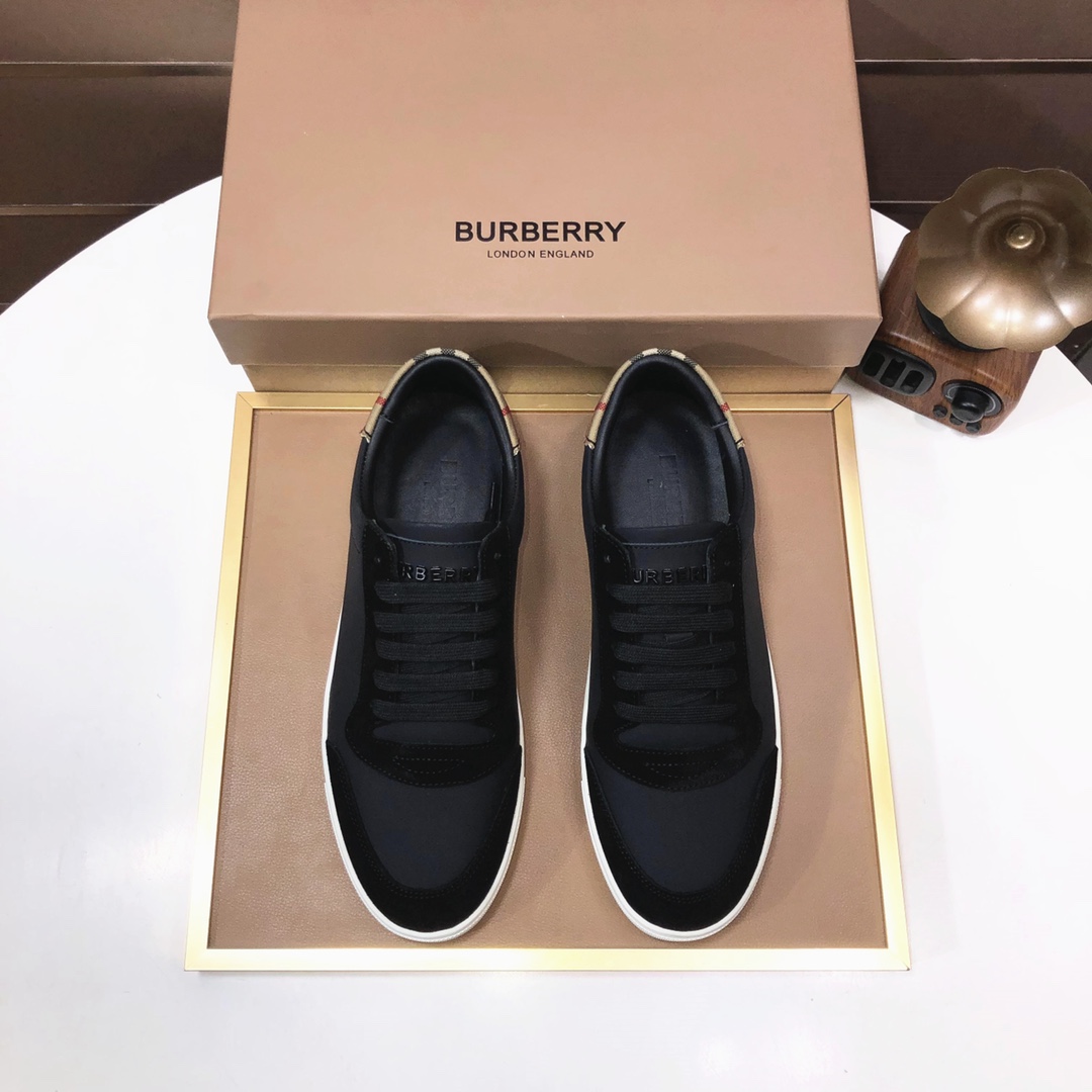 Factory lote [burberry Burberry] clásico lowtop entrenadores importados de piel de vaca con tela esc