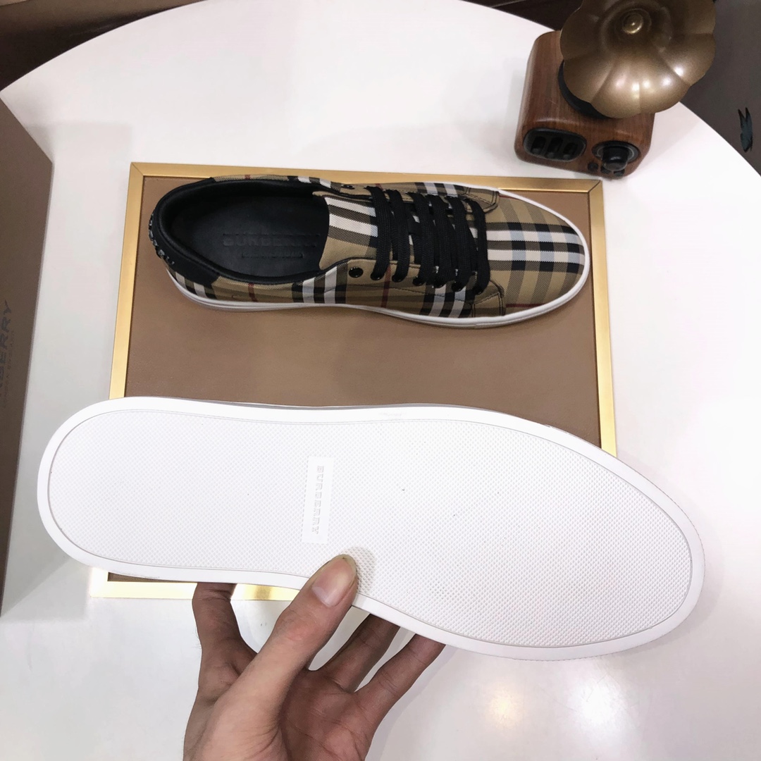 Factory lote [burberry Burberry] clásico lowtop entrenadores importados de piel de vaca con tela esc