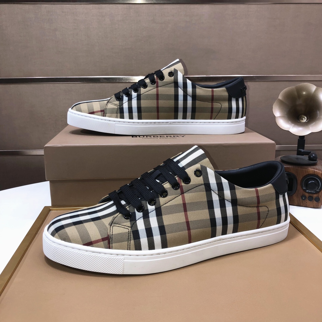 Factory lote [burberry Burberry] clásico lowtop entrenadores importados de piel de vaca con tela esc