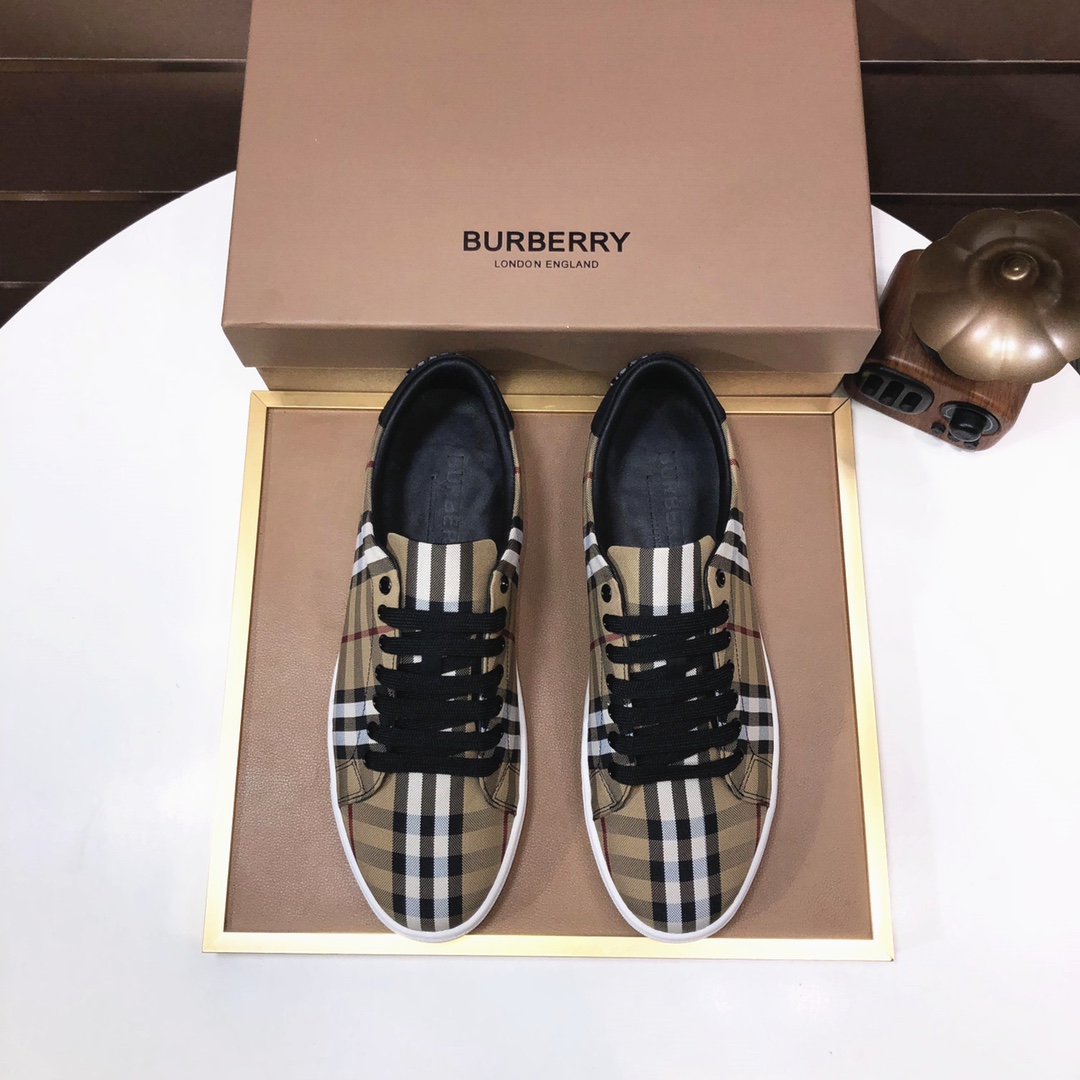 Factory lote [burberry Burberry] clásico lowtop entrenadores importados de piel de vaca con tela esc