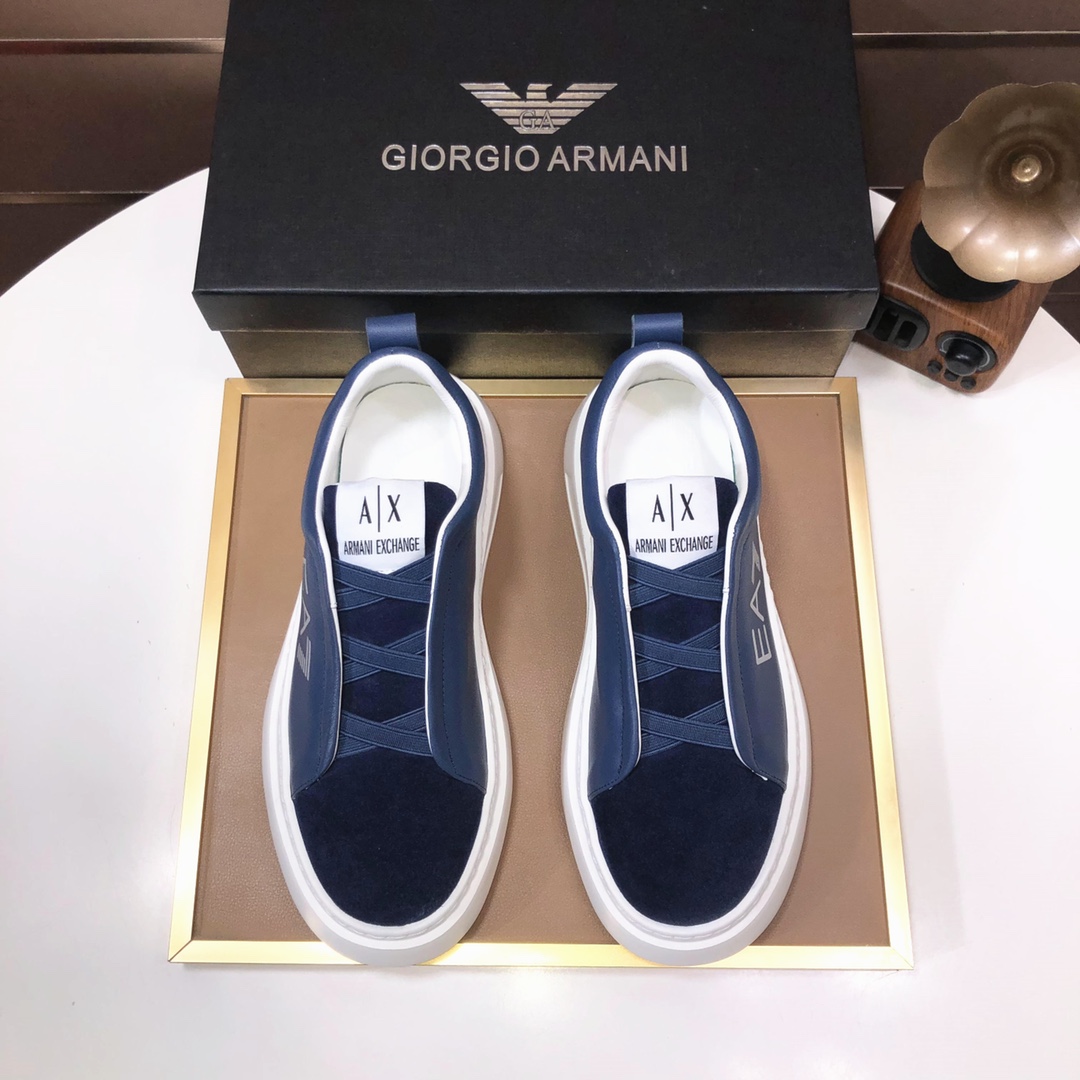 lote de fábrica [Armani] (forro de piel de vaca) Armani últimos nuevos zapatos casuales Fuego venta