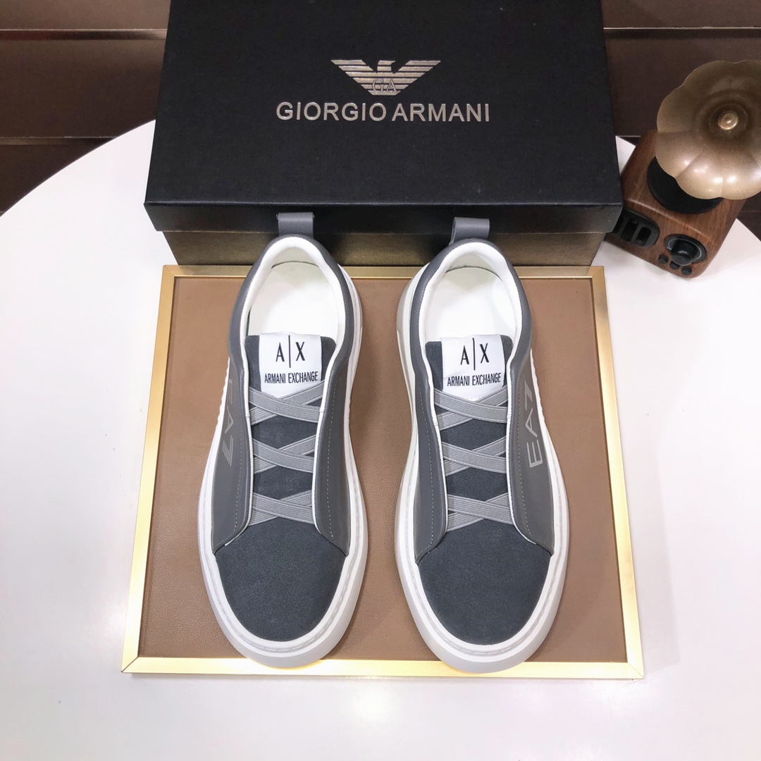 lote de fábrica [Armani] (forro de piel de vaca) Armani últimos nuevos zapatos casuales Fuego venta