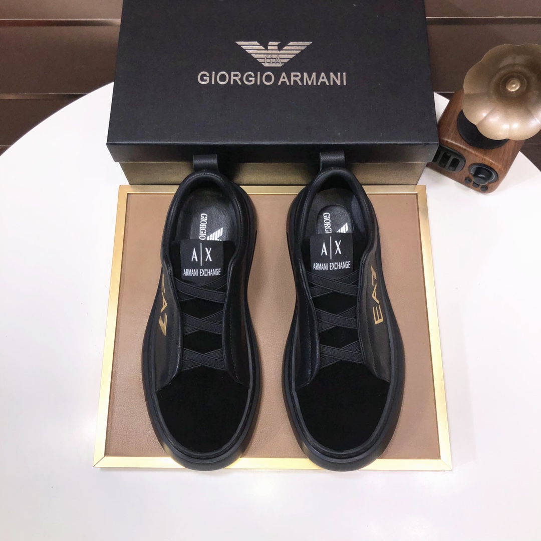 lote de fábrica [Armani] (forro de piel de vaca) Armani últimos nuevos zapatos casuales Fuego venta