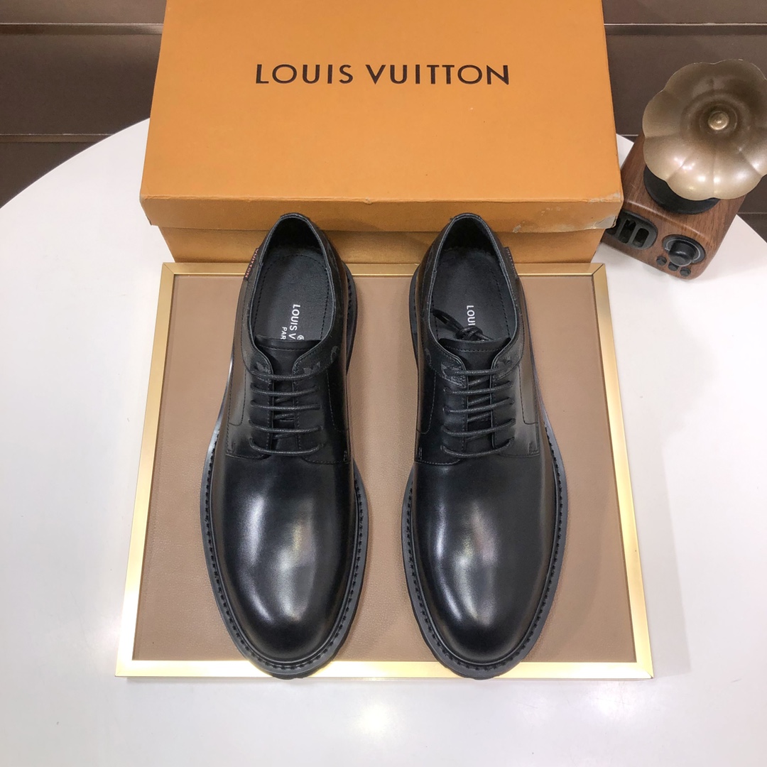 Louis Vuitton Men's Black Leather Lace-Up Dress Shoes, Sizes 38-45 1 Louis Vuitton Men's Black Leather Lace-Up Dress Shoes, Sizes 38-45