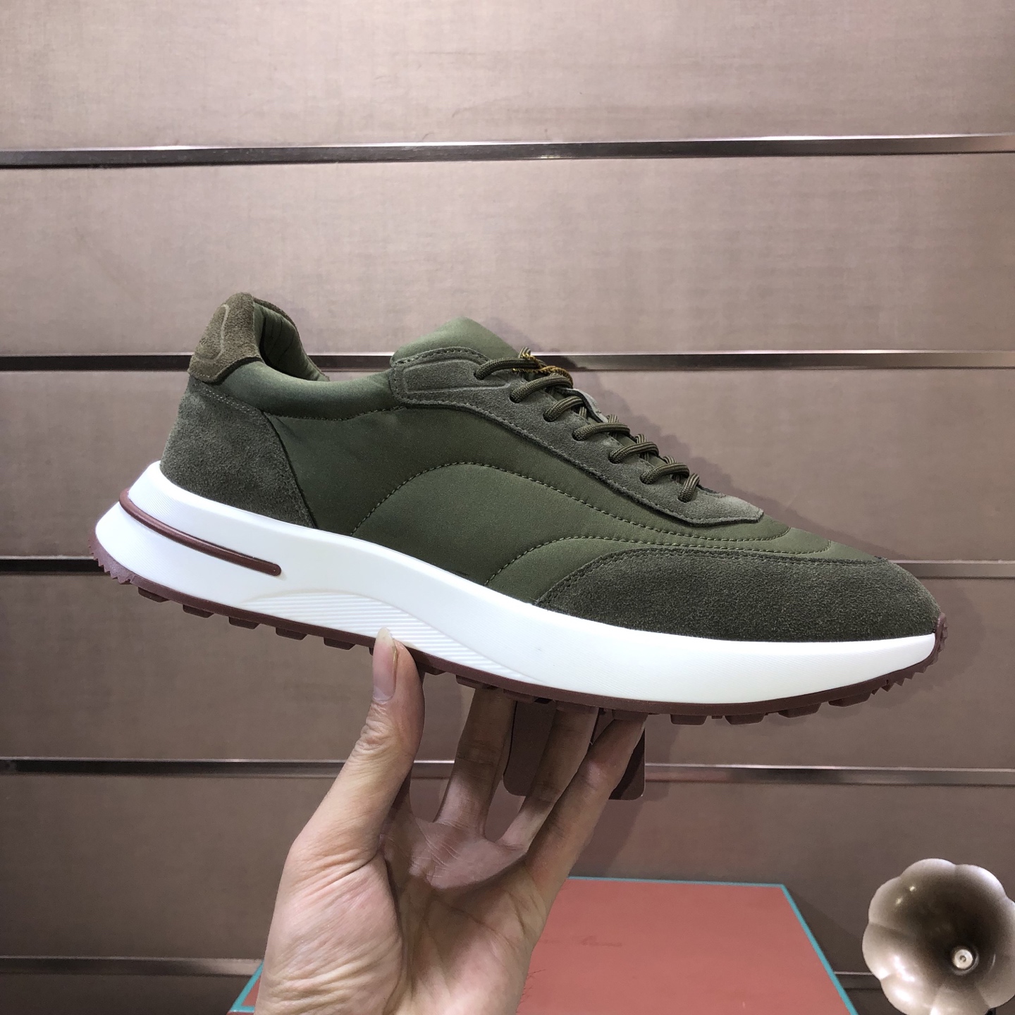 Loro Piana Men's Olive Green Suede Leather Sneakers with Lace-up Closure 7 i1744224206812 4304 0 5