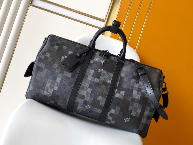 Louis Vuitton Keepall Bandouliere 50 Damoflage Black Coated Canvas Bag 1 Louis Vuitton Keepall Bandouliere 50 Damoflage Black Coated Canvas Bag