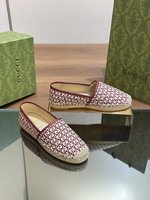 Gucci Sale
 Espadrilles Single Layer Shoes Printing Women Canvas Hemp Rope Rubber Straw Woven Fashion