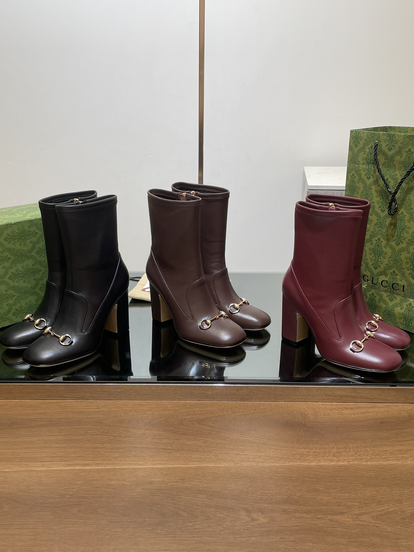 NO:490778,Gucci horse buckle stretch ankle boots 9.5 and 6.5 cm 2 heel heights, boots, boots19860909古奇马衔扣弹力踝靴9.5和6.5 cm 2个跟高,靴子,boots,Women's Shoes