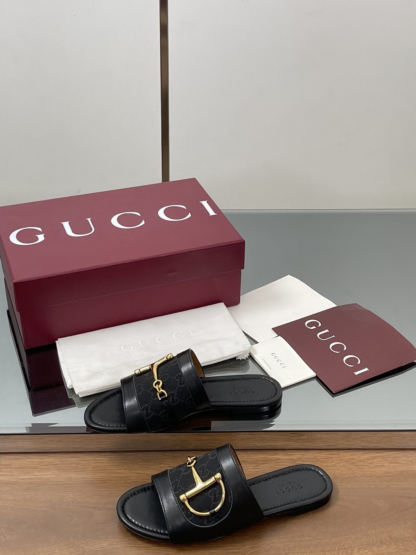 Gucci D-Ring Leather Slide Sandals Women's Summer Open Toe Mules 5 i1745403622 1989 2