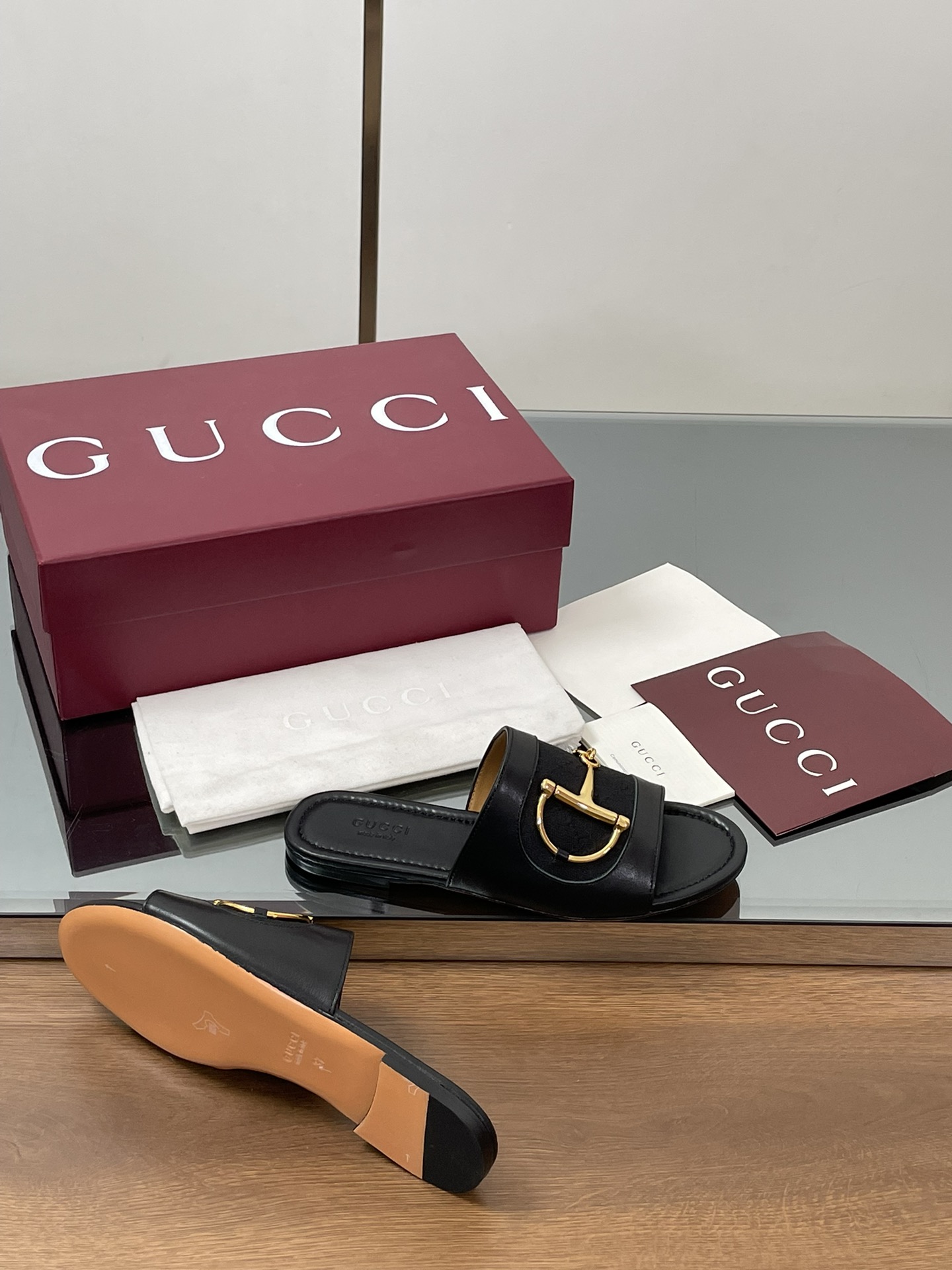 Gucci D-Ring Leather Slide Sandals Women's Summer Open Toe Mules 10 i1745403622 534 8