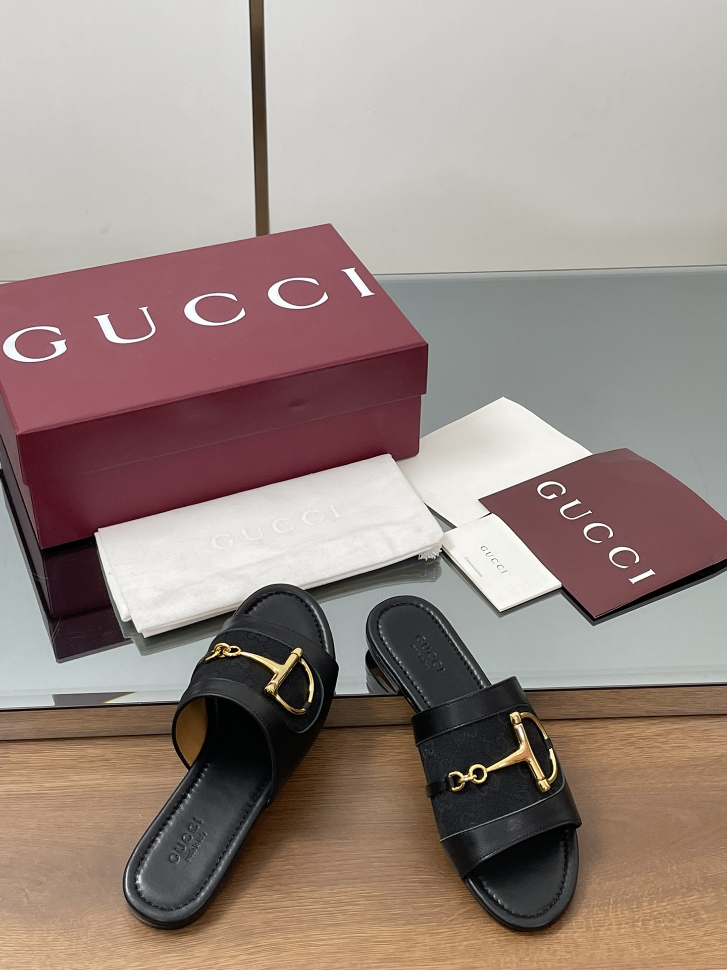Gucci D-Ring Leather Slide Sandals Women's Summer Open Toe Mules 9 i1745403622 7831 7
