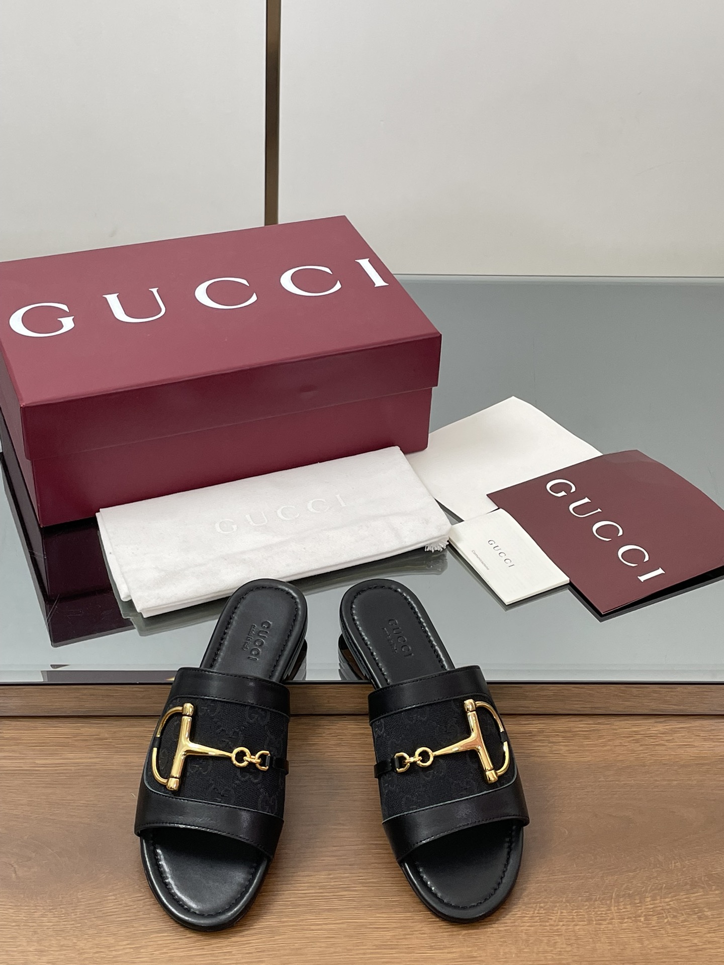 Gucci D-Ring Leather Slide Sandals Women's Summer Open Toe Mules 3 i1745403622 9492 4