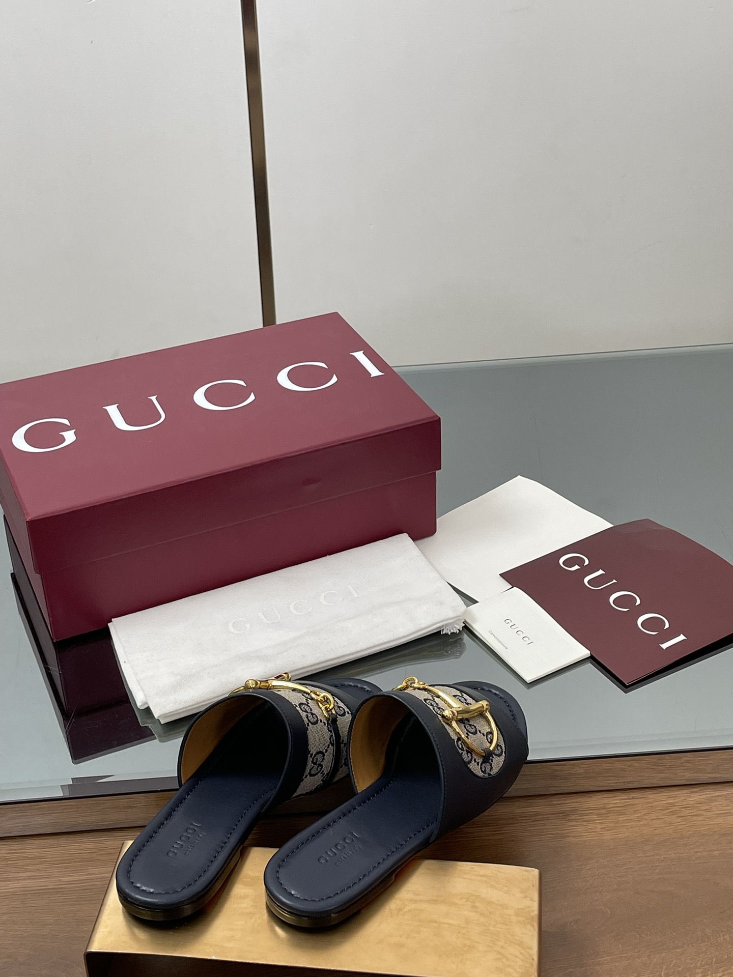 Gucci D-Buckle Slide Sandals Women's Leather Open Toe Slippers 6 i1745404143 5610 8