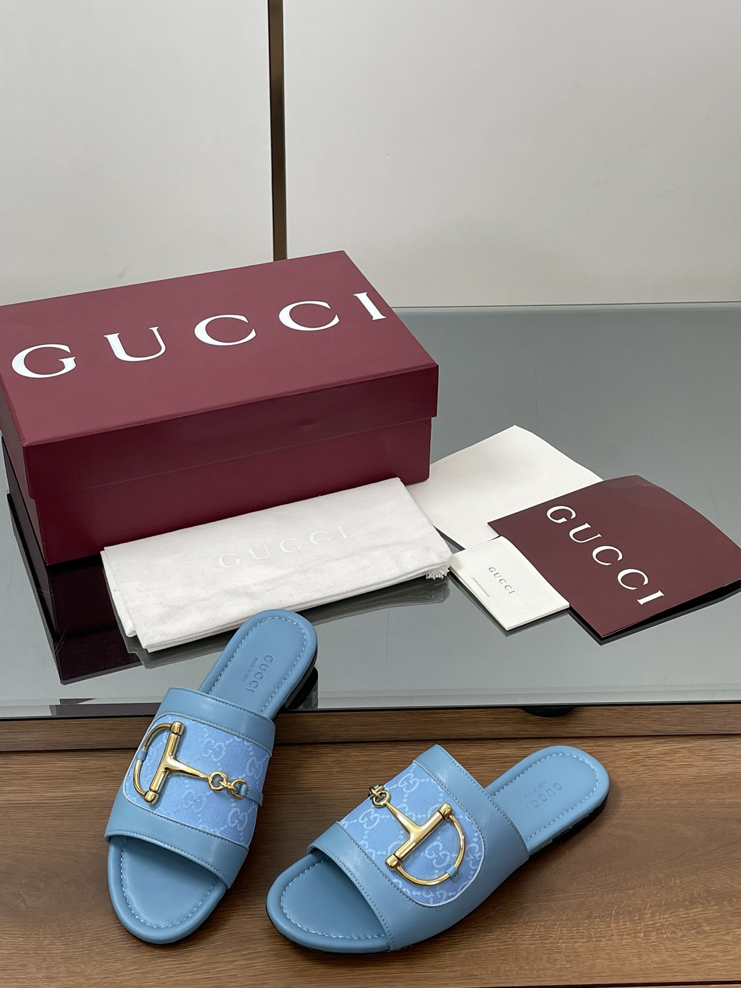 Gucci D-Ring Leather Slide Sandals Women's Summer Flat Mules 4 i1745404192 2167 2
