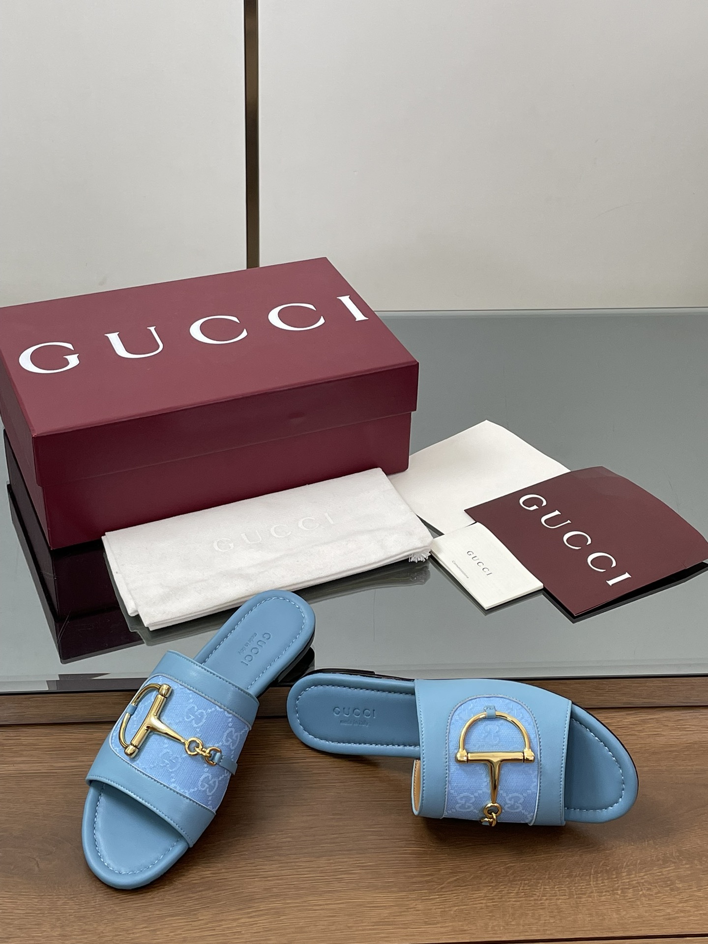 Gucci D-Ring Leather Slide Sandals Women's Summer Flat Mules 8 i1745404192 4670 3