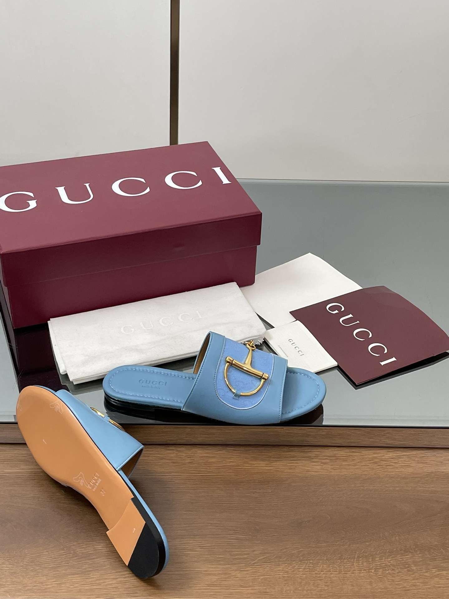 Gucci D-Ring Leather Slide Sandals Women's Summer Flat Mules 10 i1745404192 5518 0