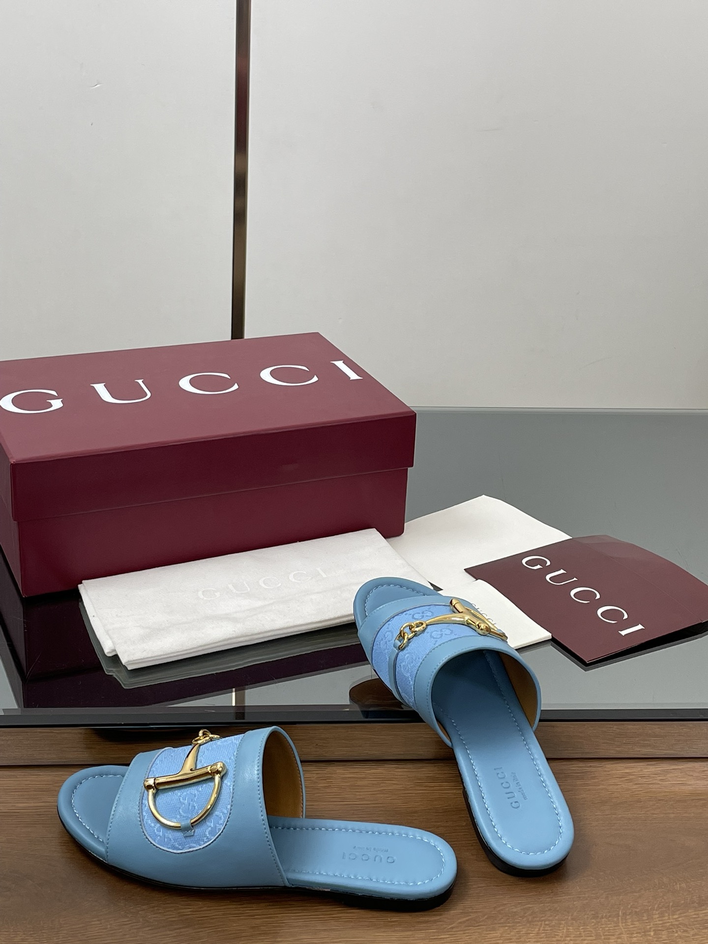 Gucci D-Ring Leather Slide Sandals Women's Summer Flat Mules 7 i1745404193 7812 4