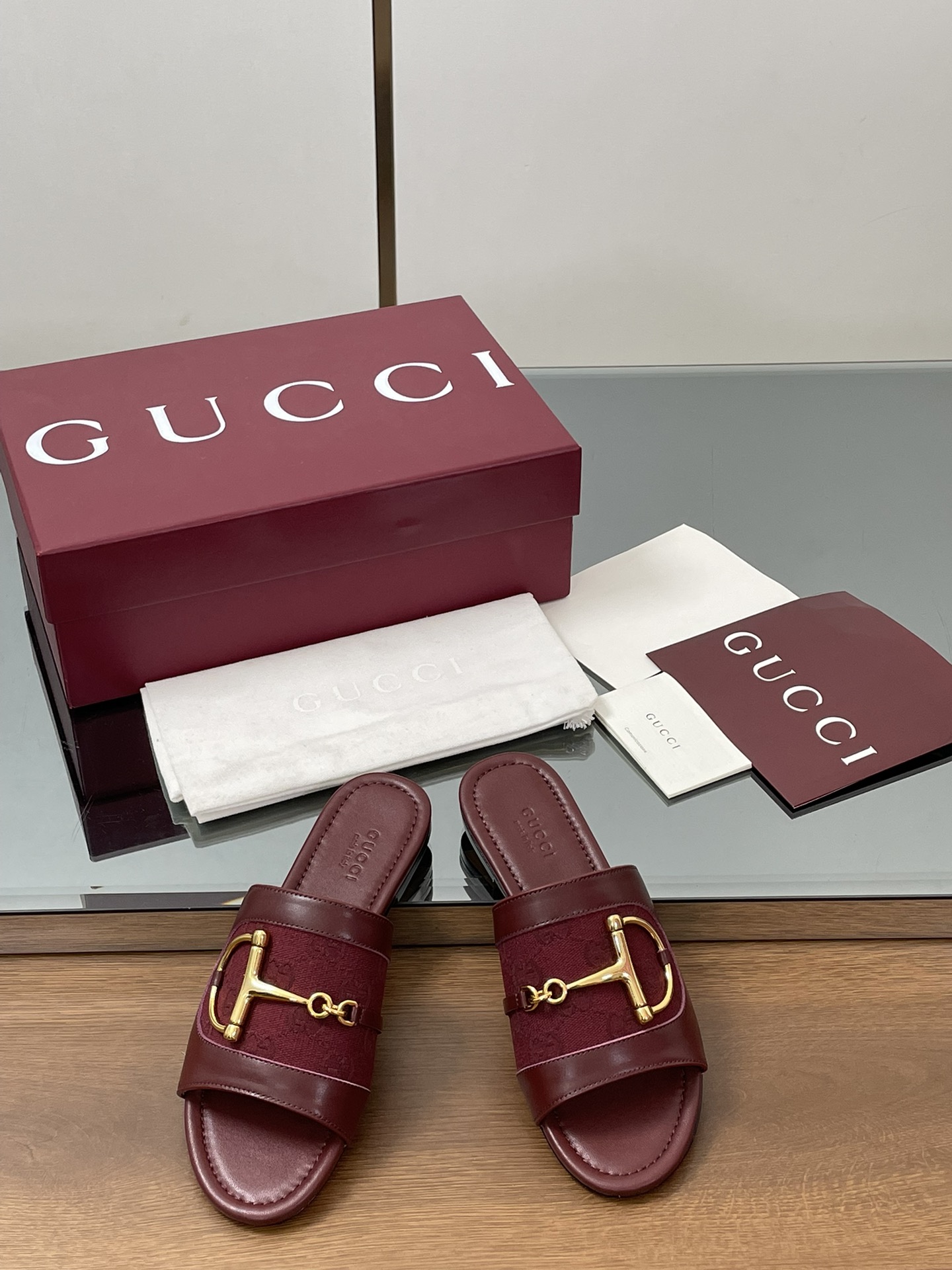 Gucci D-Ring Leather Slide Sandals Women's Open Toe Summer Flats 3 i1745404278 6324 2