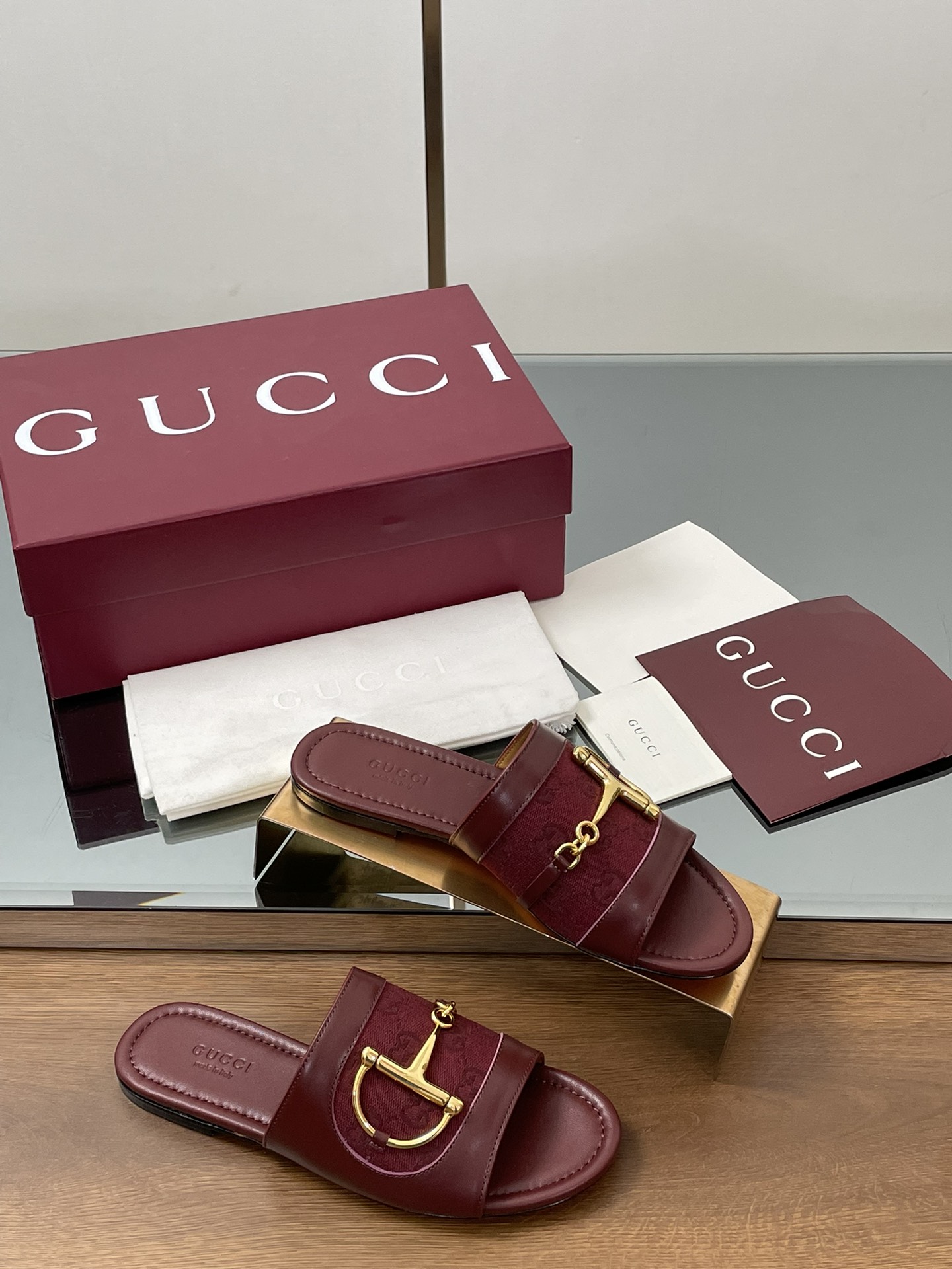 Gucci D-Ring Leather Slide Sandals Women's Open Toe Summer Flats 2 i1745404278 7919 8