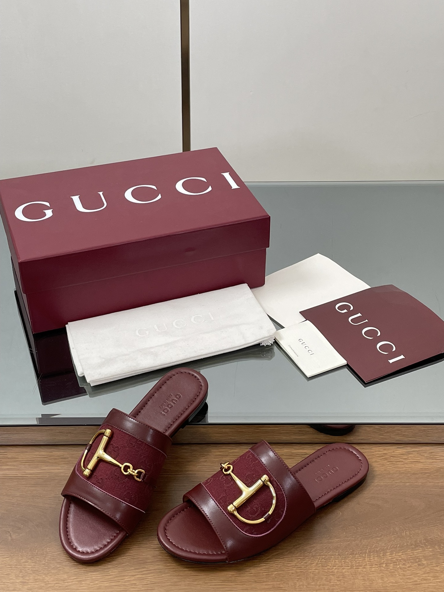 Gucci D-Ring Leather Slide Sandals Women's Open Toe Summer Flats 4 i1745404278 8467 4