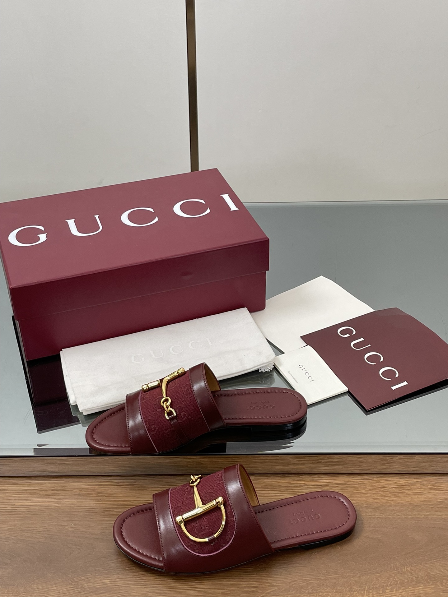 Gucci D-Ring Leather Slide Sandals Women's Open Toe Summer Flats 5 i1745404278 9744 7