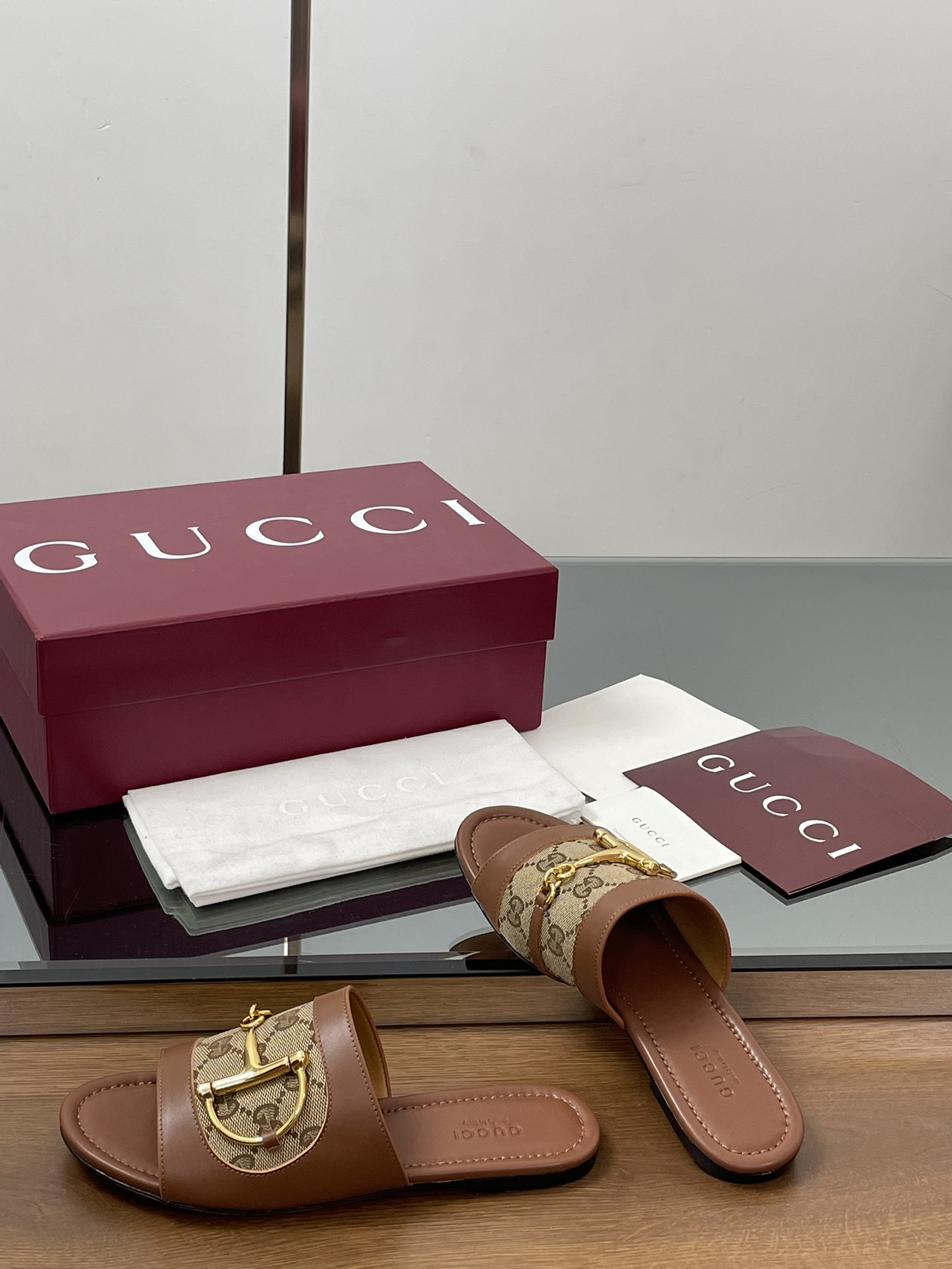 Gucci D-Ring Leather Slide Sandals Women's Open-Toe Mules 7 i1745404355 3692 2