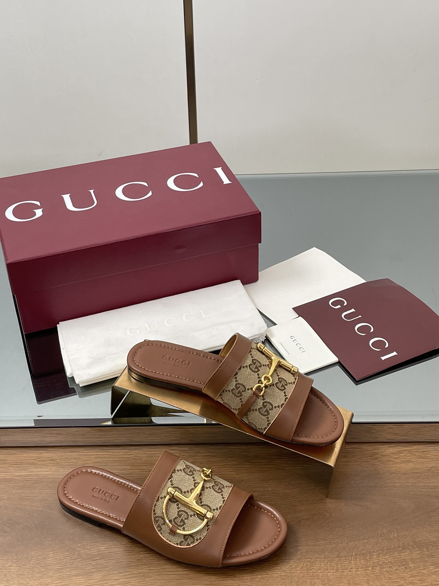 Gucci D-Ring Leather Slide Sandals Women's Open-Toe Mules 2 i1745404355 9107 4
