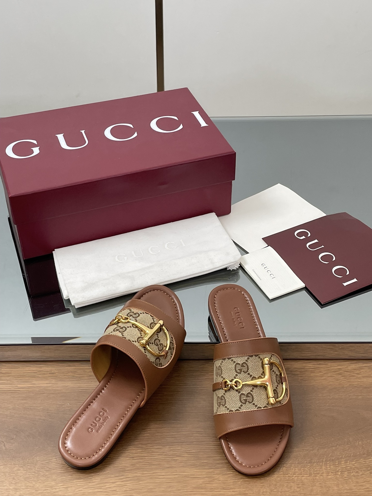 Gucci D-Ring Leather Slide Sandals Women's Open-Toe Mules 9 i1745404356 300 6