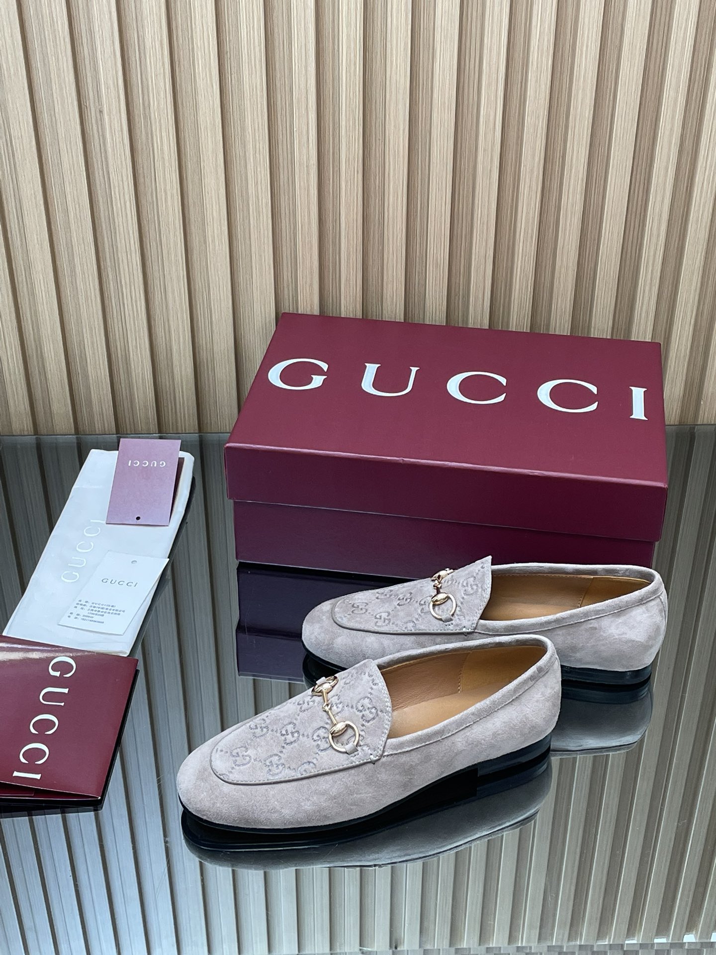 Gucci Jordaan Loafers - Women's GG Embossed Suede Leather Slip-On Shoes 5 i1755765566 4935 8