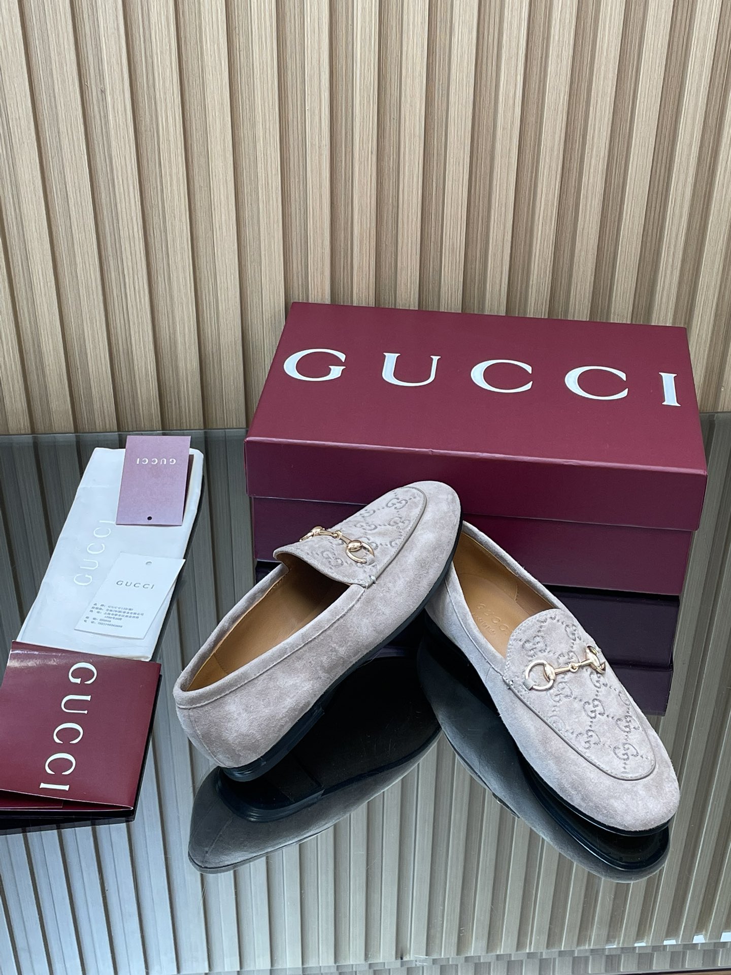 Gucci Jordaan Loafers - Women's GG Embossed Suede Leather Slip-On Shoes 9 i1755765566 6264 1