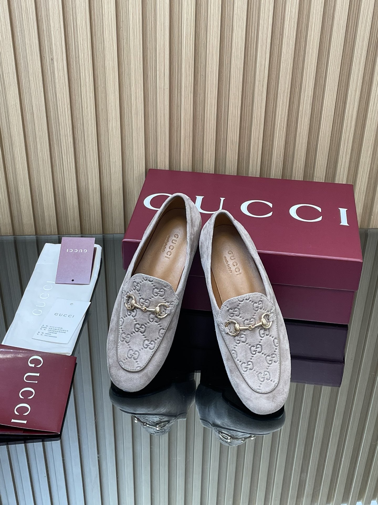 Gucci Jordaan Loafers - Women's GG Embossed Suede Leather Slip-On Shoes 3 i1755765566 6749 7