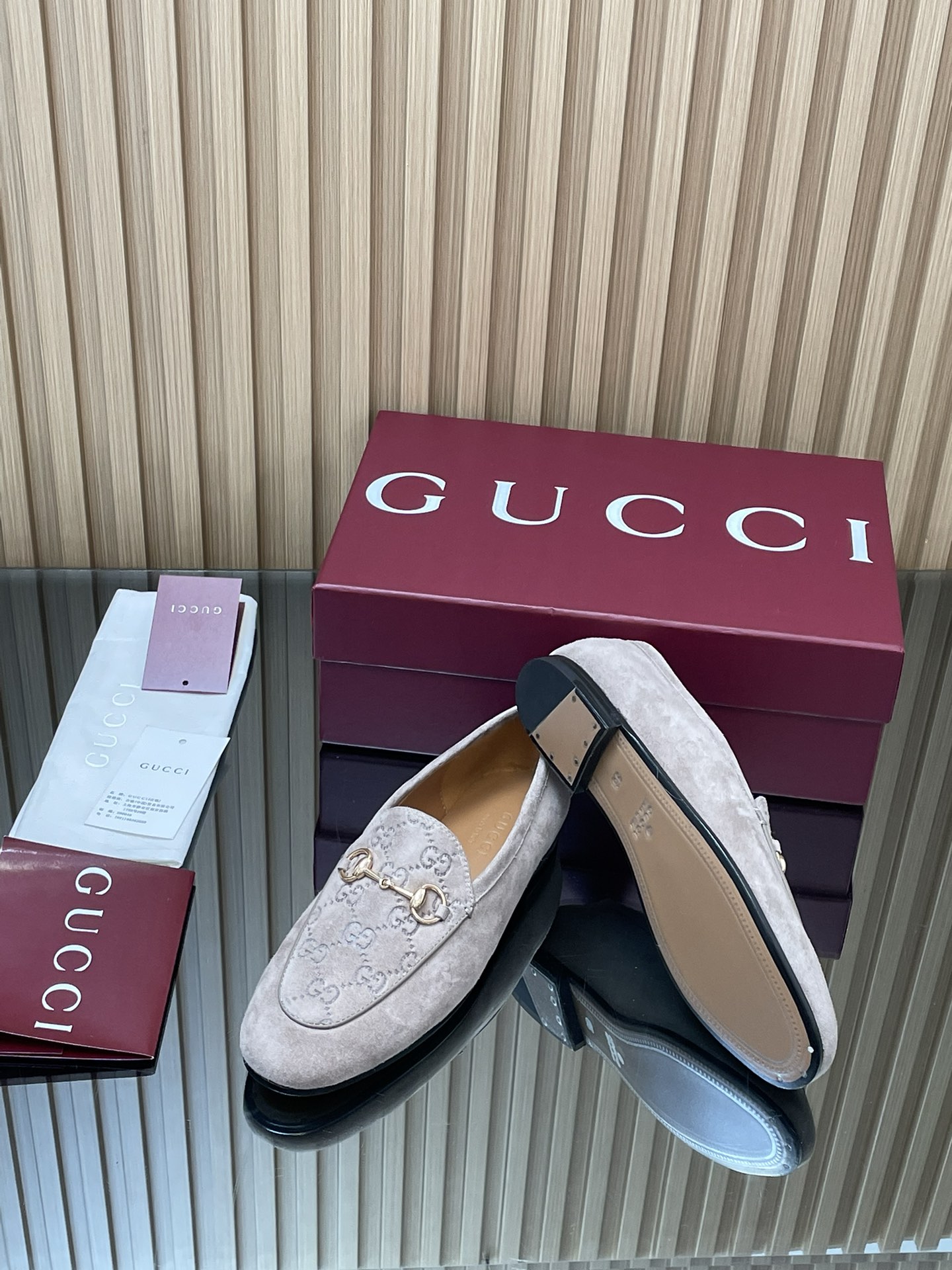 Gucci Jordaan Loafers - Women's GG Embossed Suede Leather Slip-On Shoes 10 i1755765566 9535 5