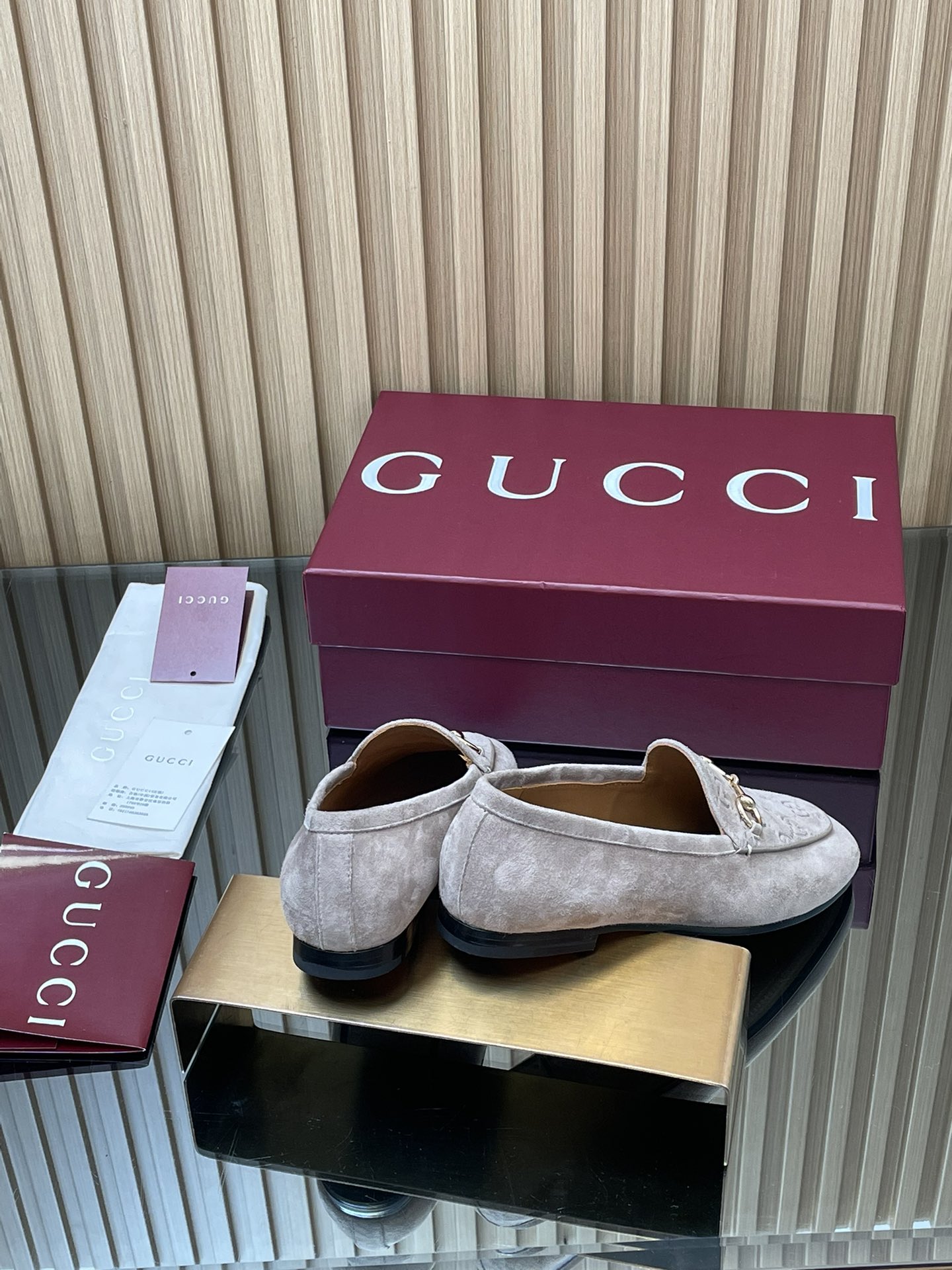 Gucci Jordaan Loafers - Women's GG Embossed Suede Leather Slip-On Shoes 6 i1755765566 9680 6