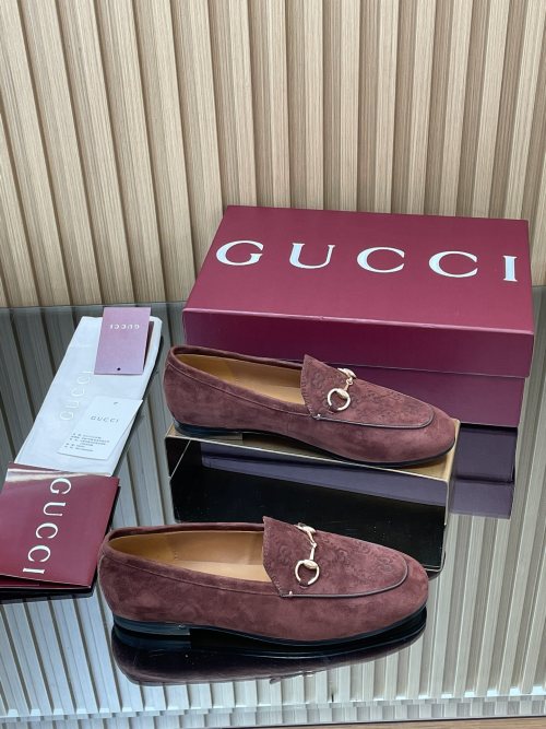 Gucci Jordaan Loafers in Embossed Suede with Horsebit Detail 1 Gucci Jordaan Loafers in Embossed Suede with Horsebit Detail