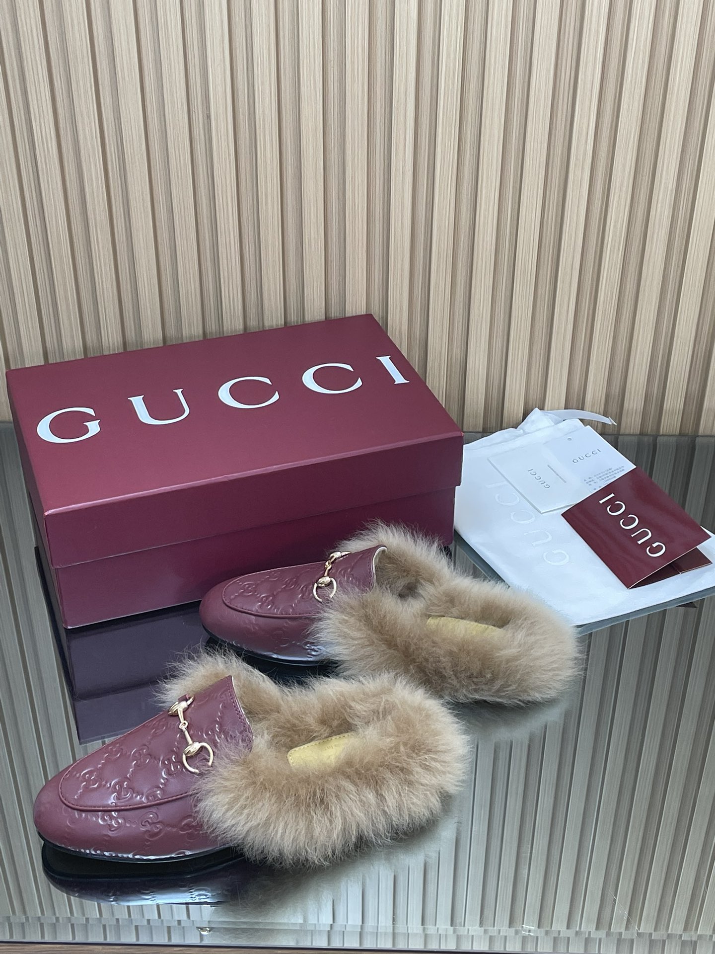 Gucci Jordaan GG Embossed Leather Mules with Toscana Shearling 6 i1759066999 1778 1