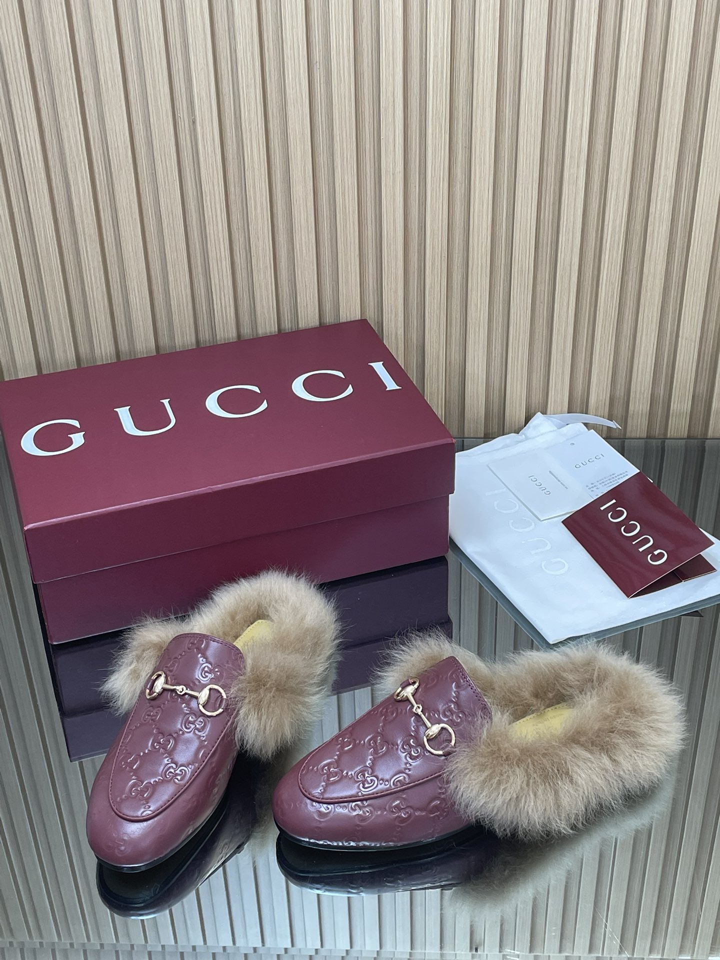 Gucci Jordaan GG Embossed Leather Mules with Toscana Shearling 5 i1759066999 8607 3