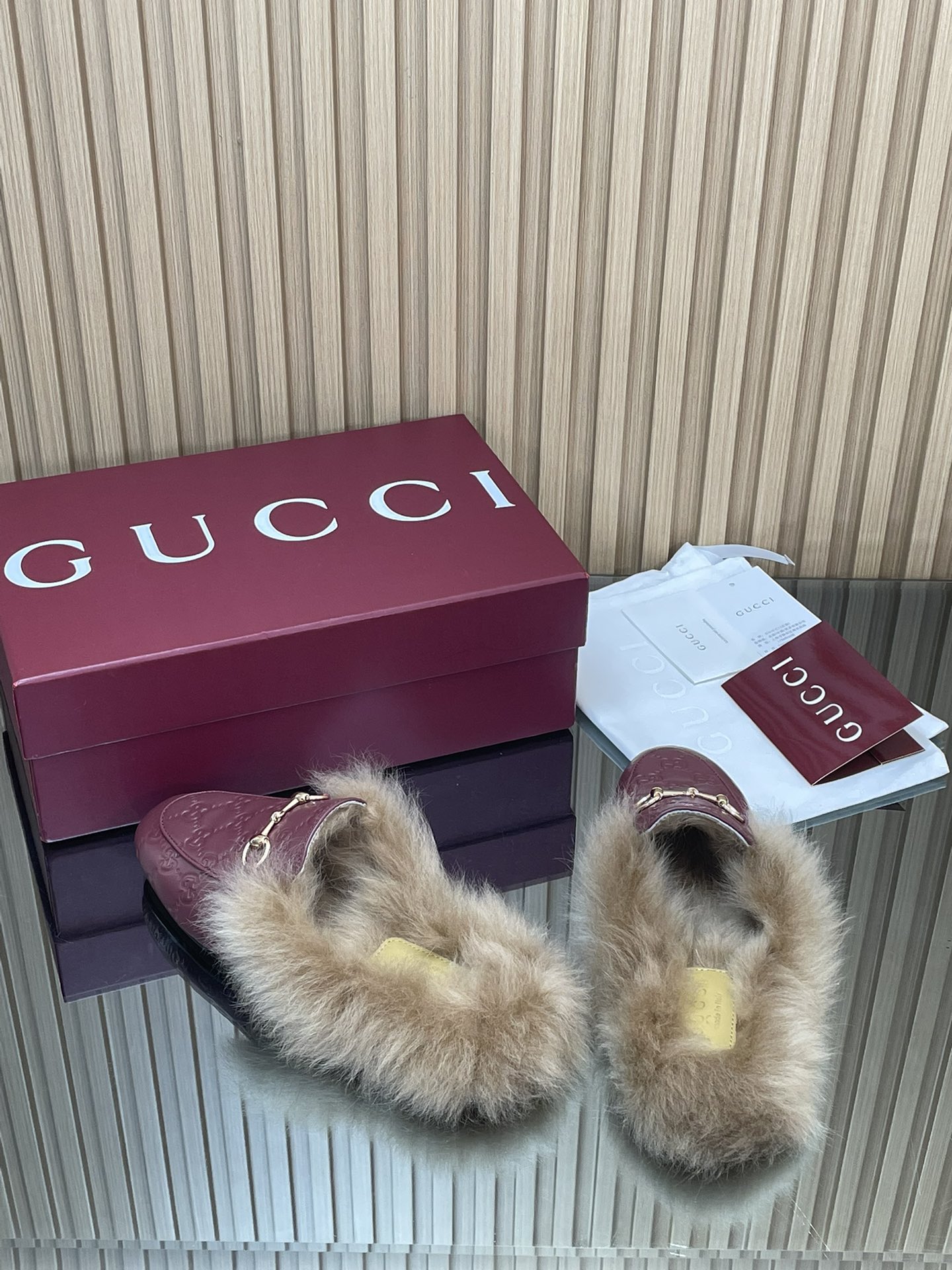 Gucci Jordaan GG Embossed Leather Mules with Toscana Shearling 7 i1759067000 1765 5