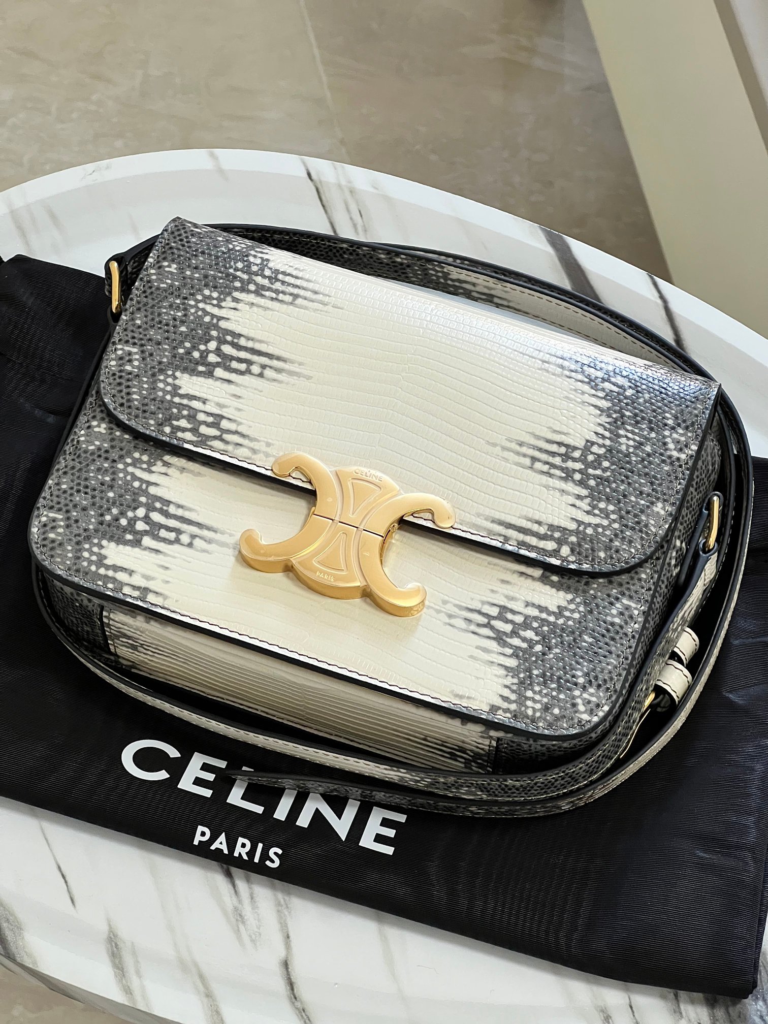 [Lizard "Gold Attraction Series] Celine Arc de Triomphe teen lizard pattern (imported cowhide pressed lizard pattern) with special grade all-stee