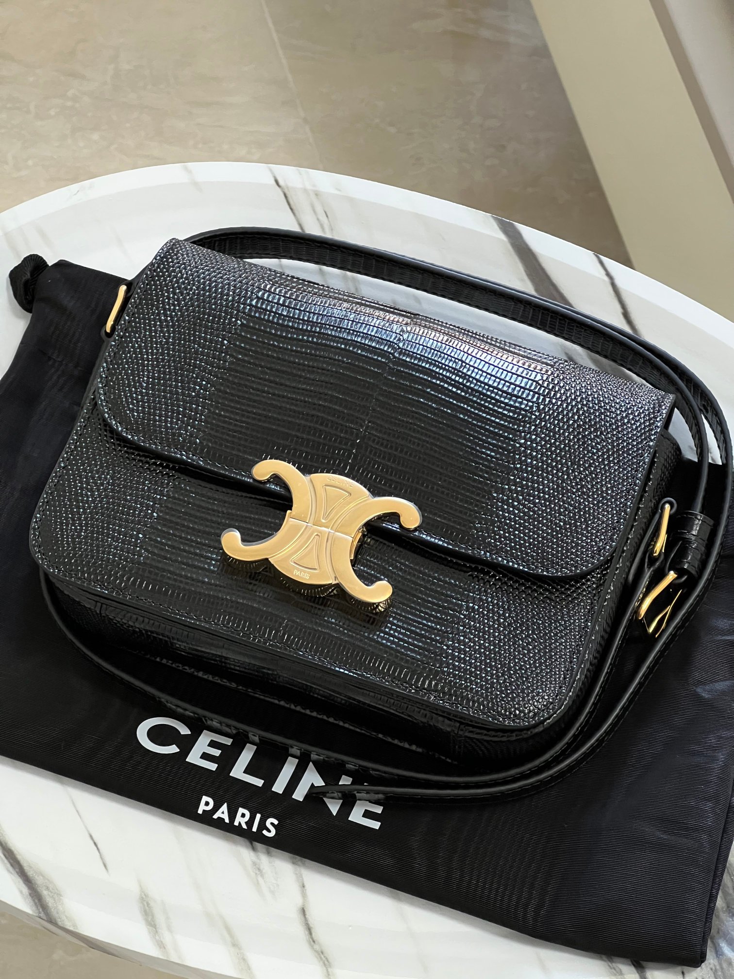[Lizard "Gold Attraction Series] Celine Arc de Triomphe teen lizard pattern (imported cowhide pressed lizard pattern) with special grade all-stee