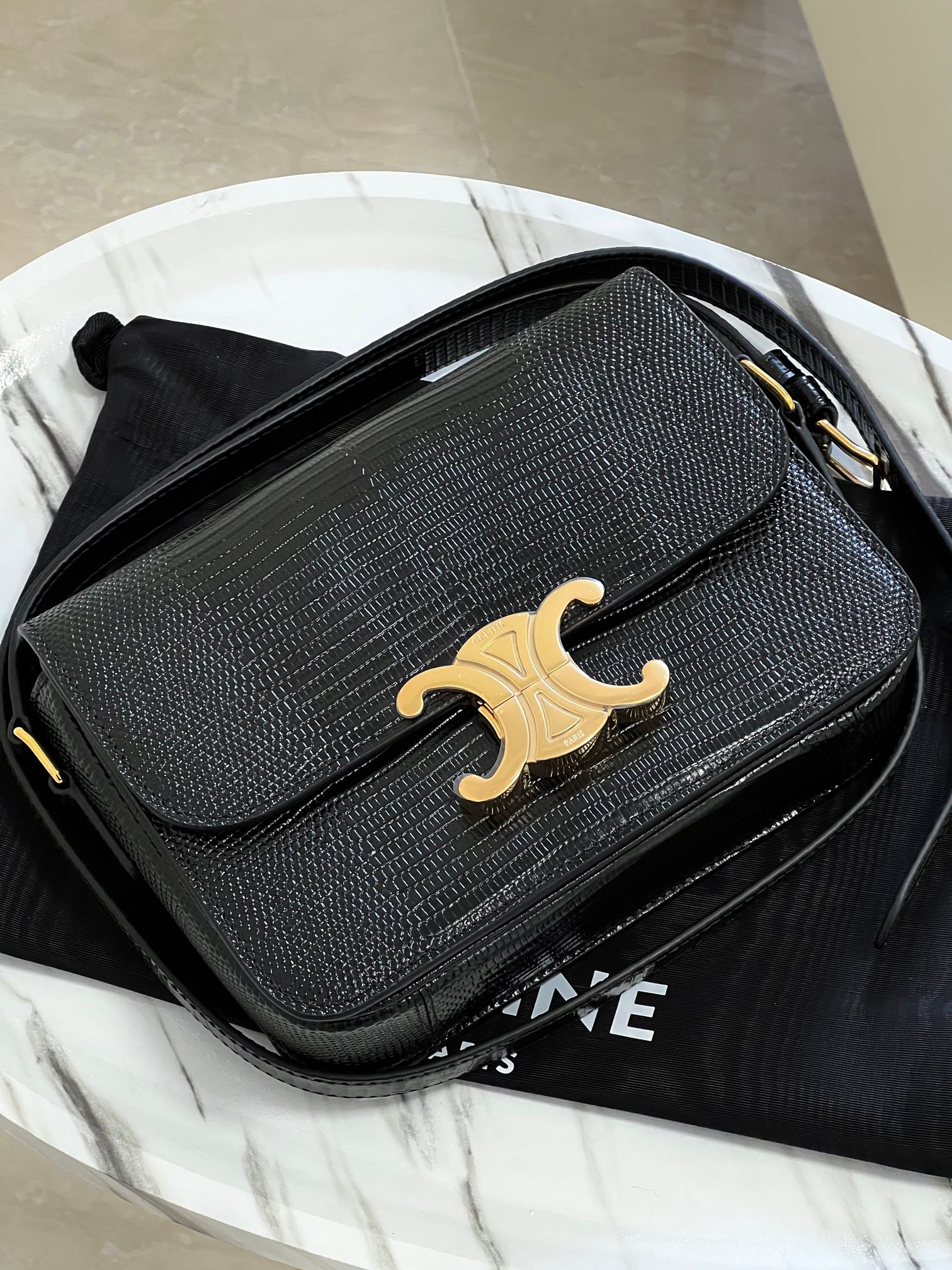 [Lizard "Gold Attraction Series] Celine Arc de Triomphe teen lizard pattern (imported cowhide pressed lizard pattern) with special grade all-stee