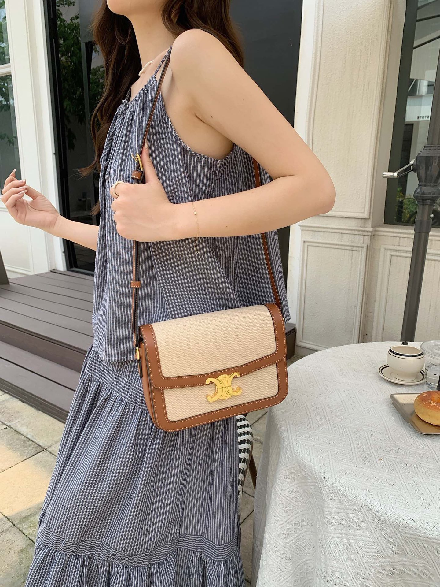 Celine Brown patchwork linen has a fresh and retro feel