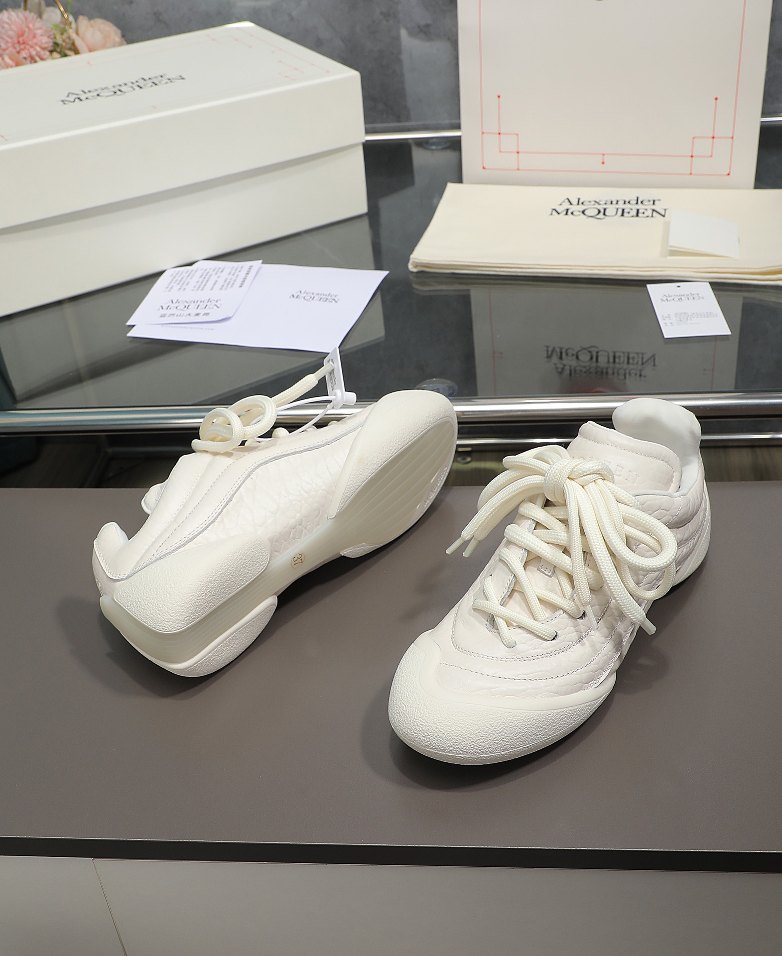 Alexander McQueen Gathered Texture Retro Trainer 