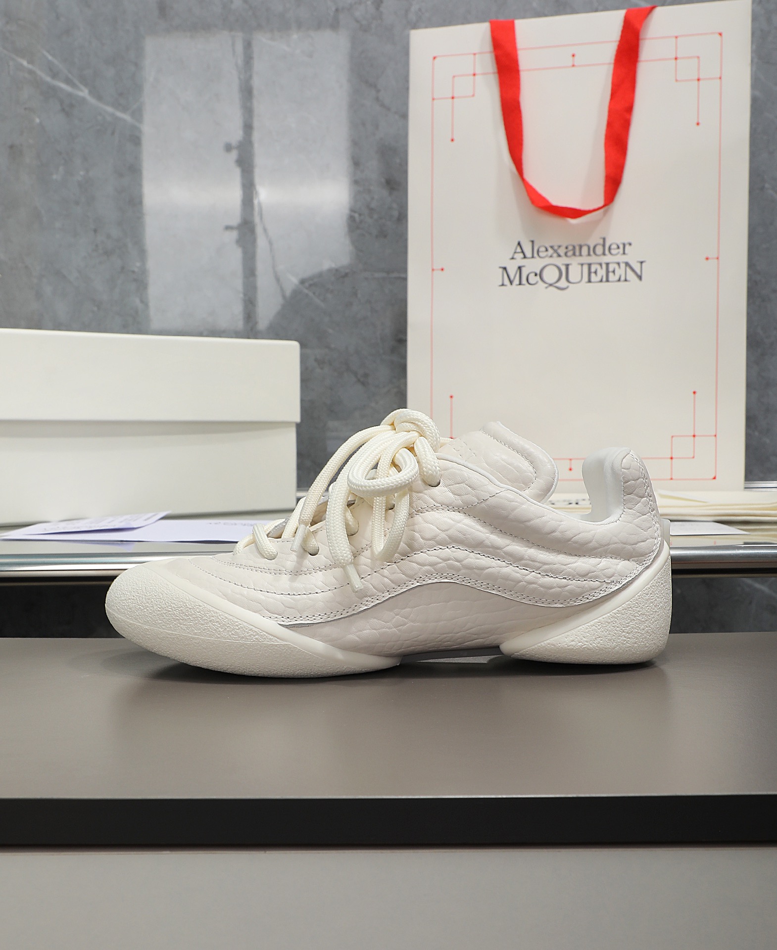 Alexander McQueen Gathered Texture Retro Trainer 