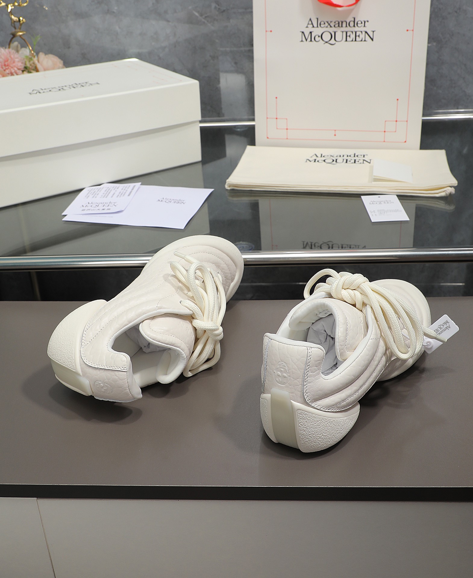 Alexander McQueen Gathered Texture Retro Trainer 
