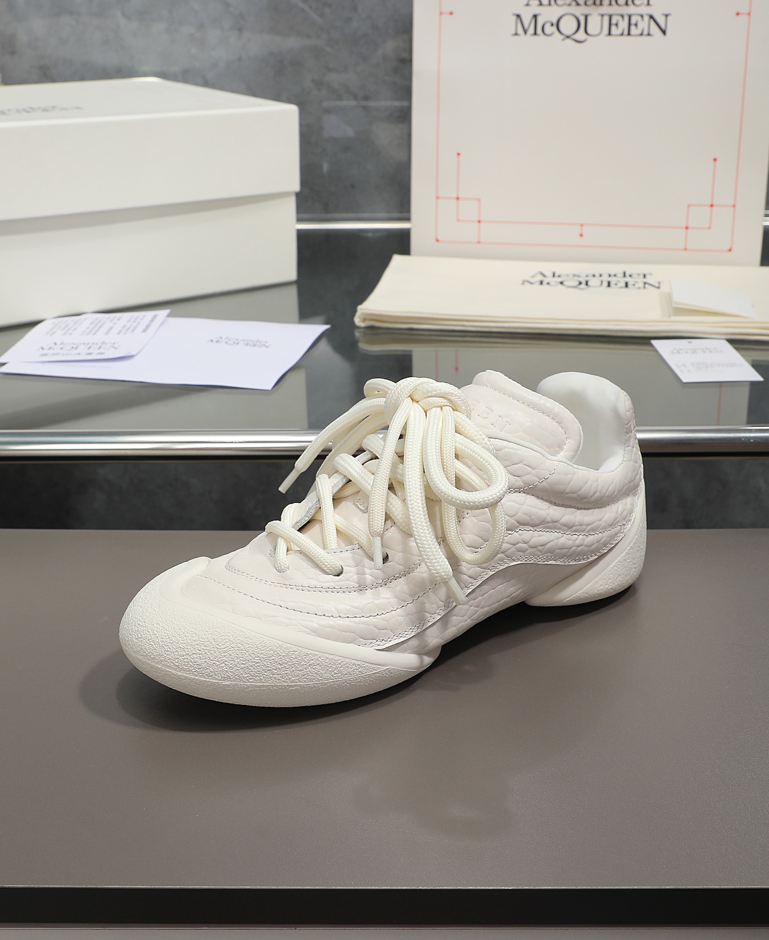 Alexander McQueen Gathered Texture Retro Trainer 