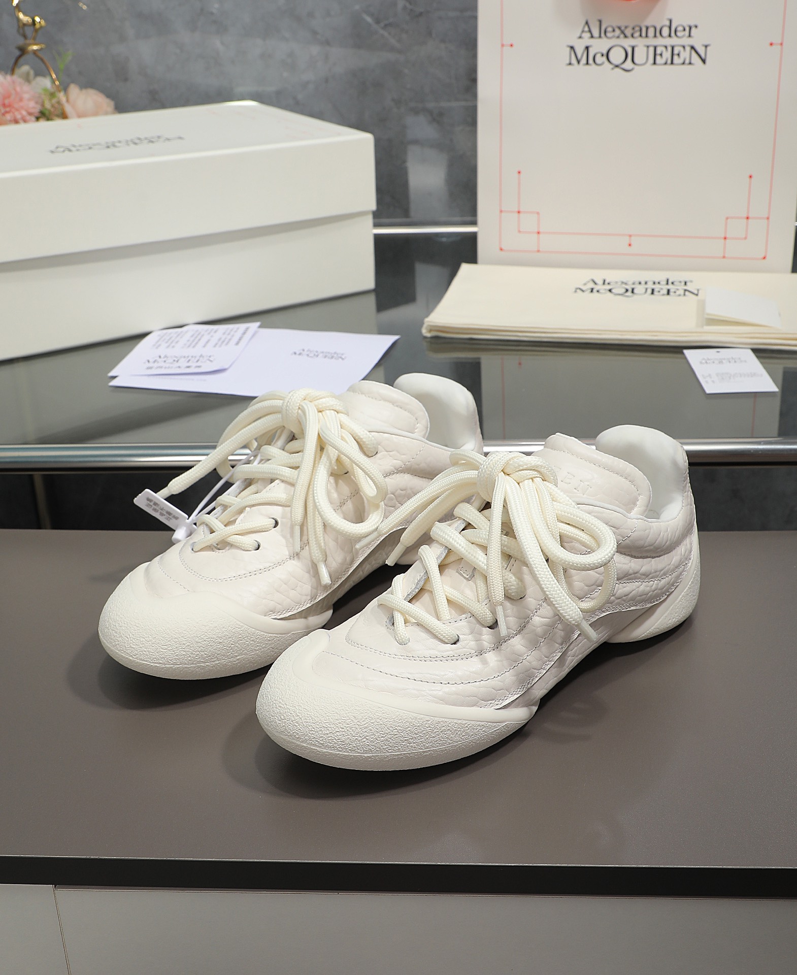 Alexander McQueen Gathered Texture Retro Trainer 