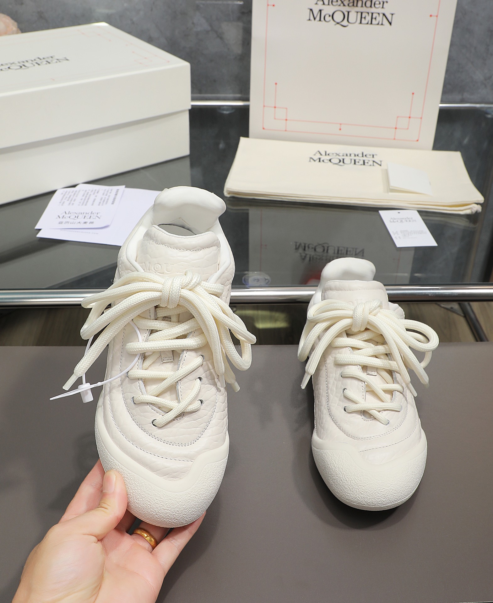 Alexander McQueen Gathered Texture Retro Trainer 