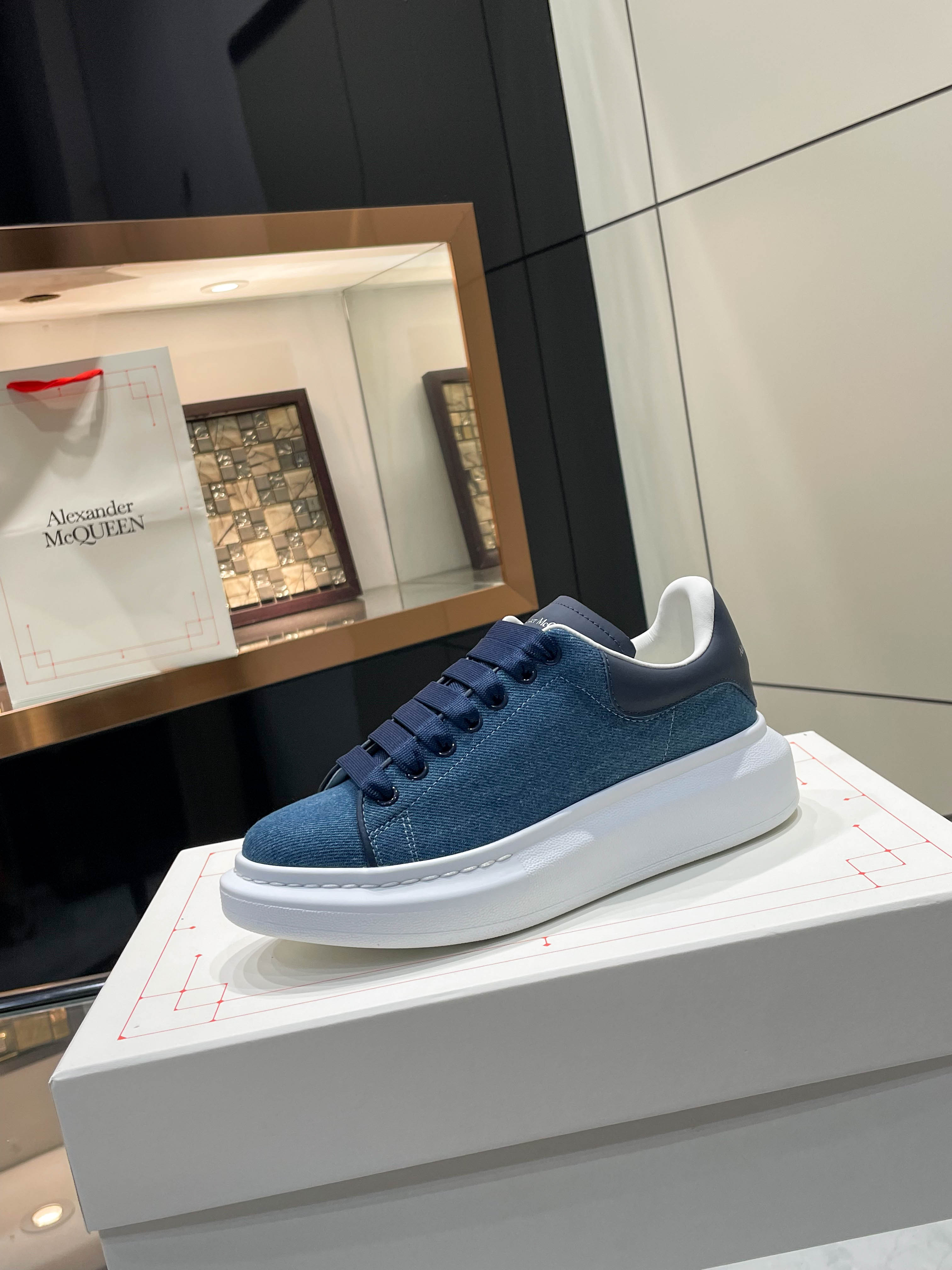 Alexander McQueen Denim Platform Sneakers