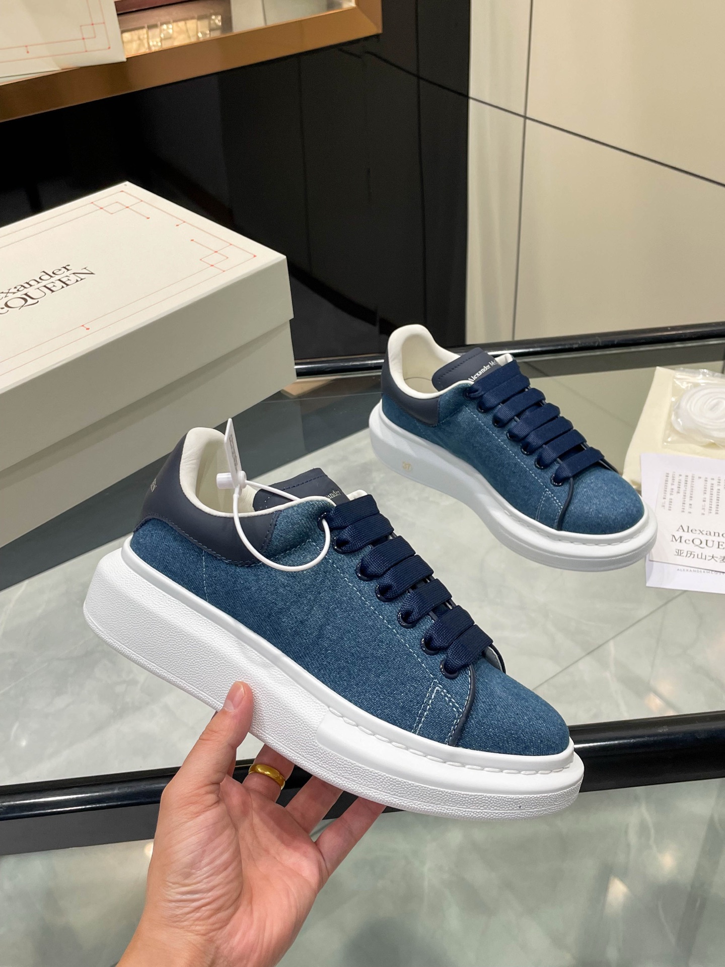 Alexander McQueen Denim Platform Sneakers